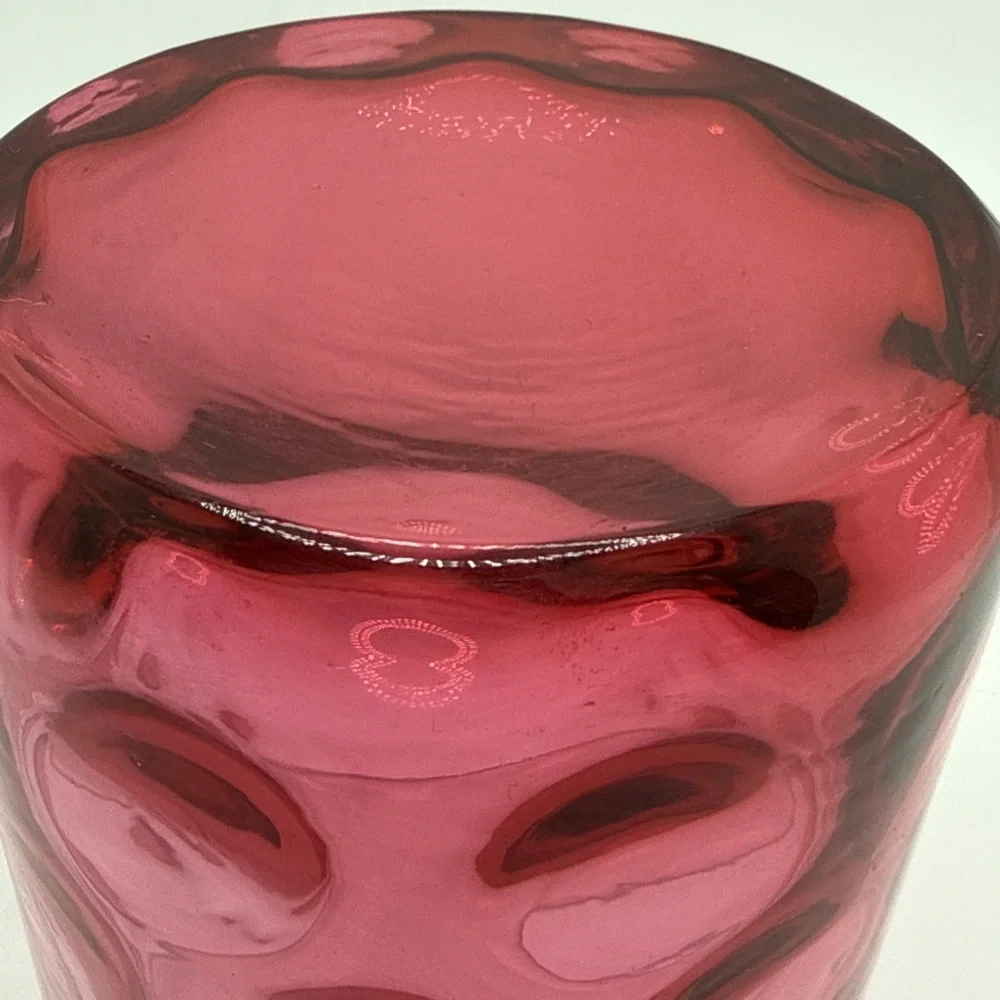 Fenton Cranberry Inverted Thumbprint Coin Dot or Dot Optic Glass 3-3/4
